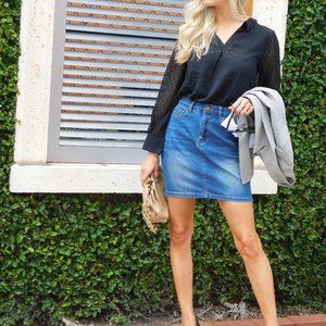 denim mini skirt